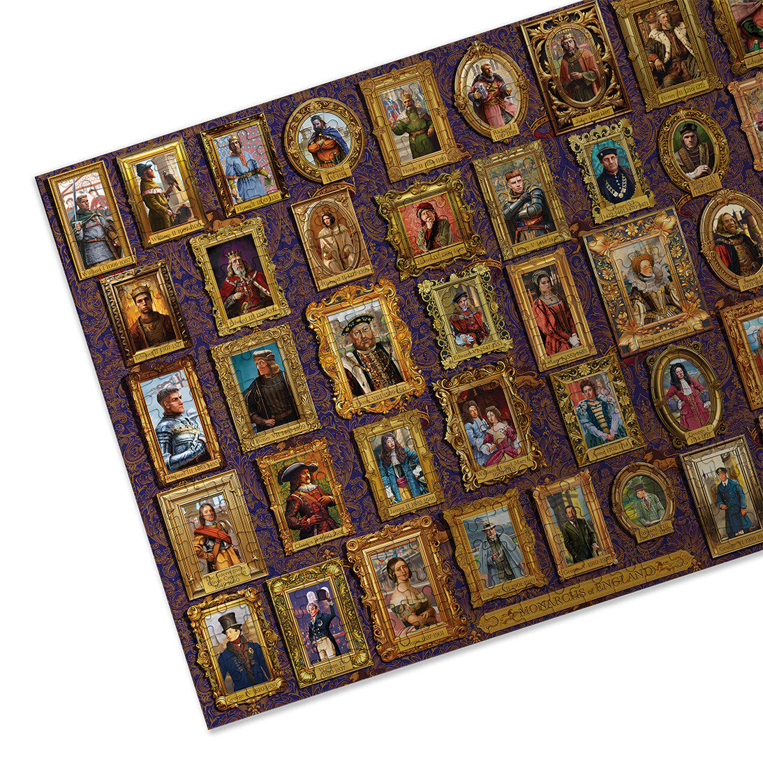 Monarchs of England 1000 Piece Jigsaw Puzzle by Gibsons made up on white background cropped
