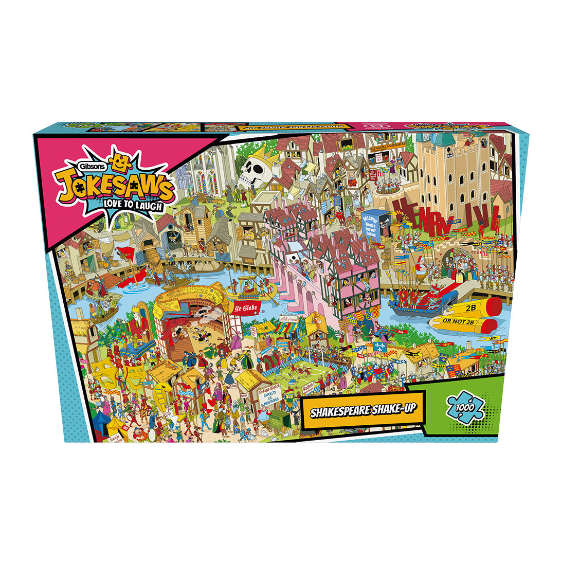 Jokesaws Shakespeare Shake-up 1000 Piece Jigsaw Puzzle by Gibsons in Special retail box front view