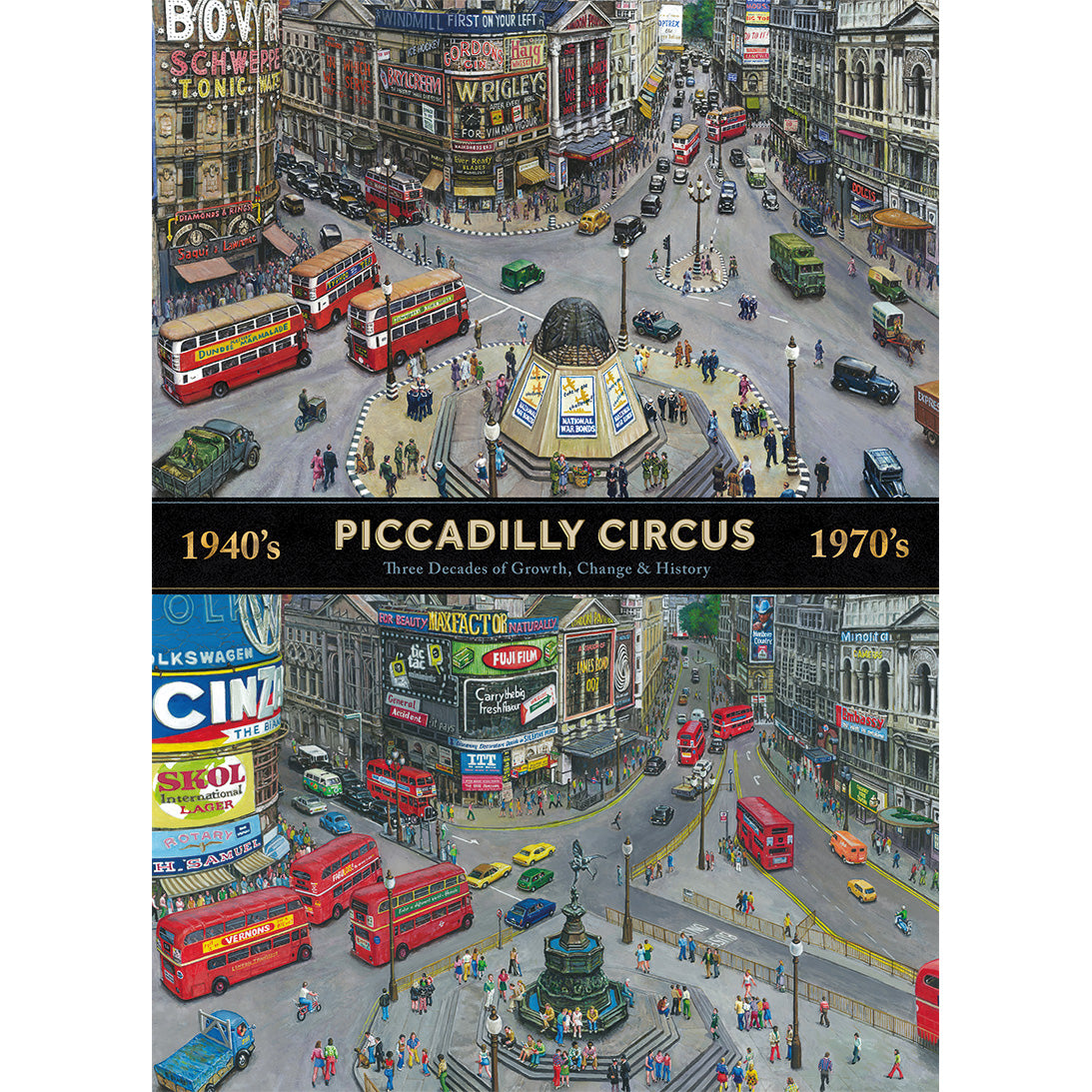 Gibsons Piccadilly Then and Now 1000 Piece Jigsaw Puzzle Poster