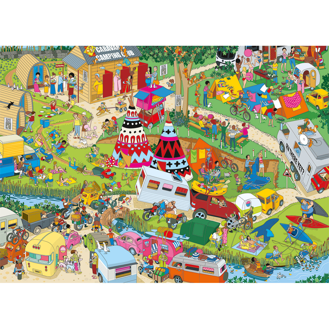 Jokesaws Campsite Capers 1000 Piece Jigsaw Puzzle by Gibsons Poster