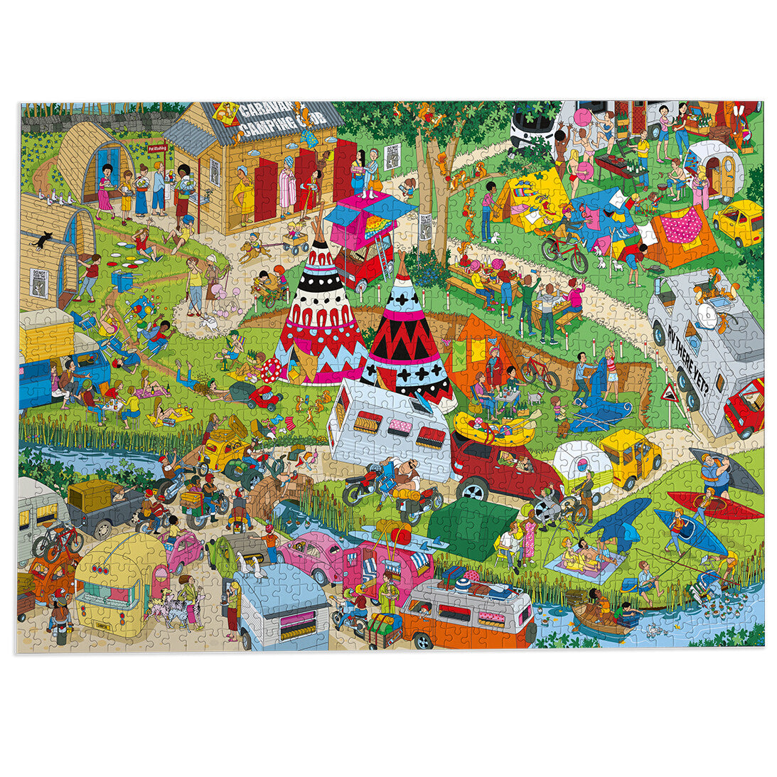 Jokesaws Campsite Capers 1000 Piece Jigsaw Puzzle by Gibsons made up on white background