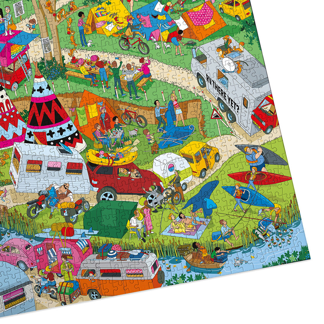 Jokesaws Campsite Capers 1000 Piece Jigsaw Puzzle by Gibsons detail made up on white background