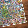 Gibsons Jokesaws Crackers for Christmas 1000 Piece Jigsaw Puzzle made up detail on wooden table