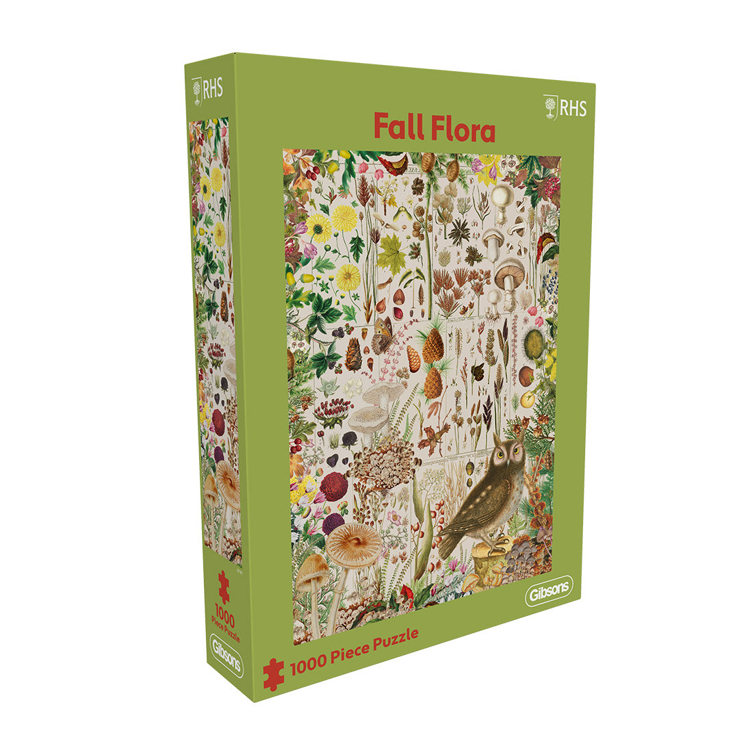 Gibsons RHS Fall Florals 1000 Piece Jigsaw Puzzle for Adult in Special Green retail box