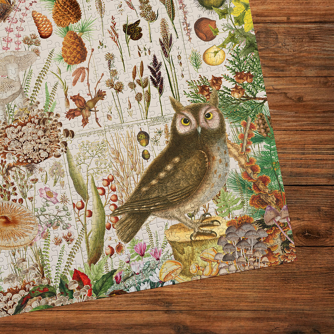 Gibsons RHS Fall Florals 1000 Piece Jigsaw Puzzle for Adults made up detail on wooden table