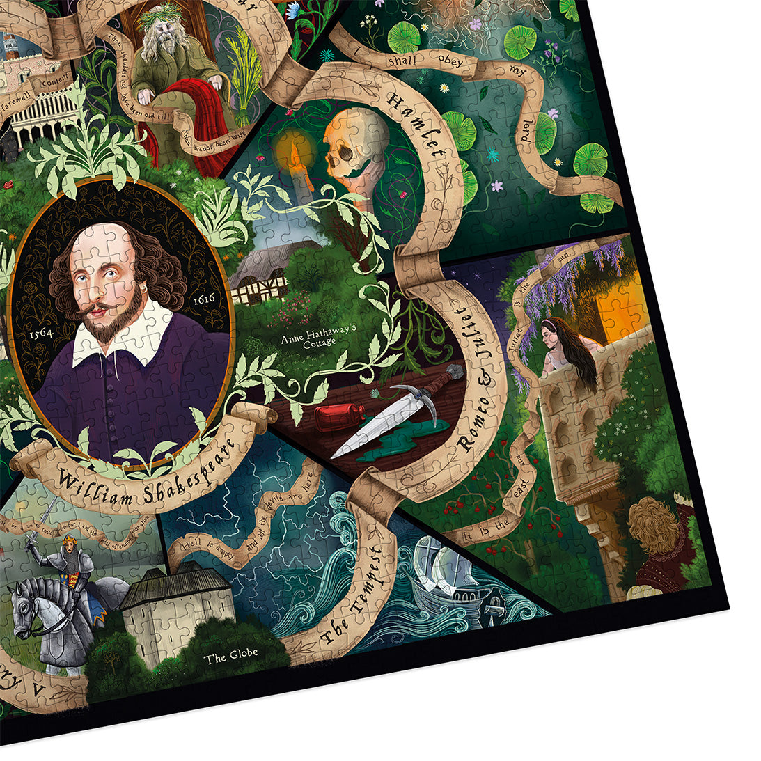 Gibsons Shakespeare 1000 Piece Jigsaw Puzzle for Adults made up detail on white background