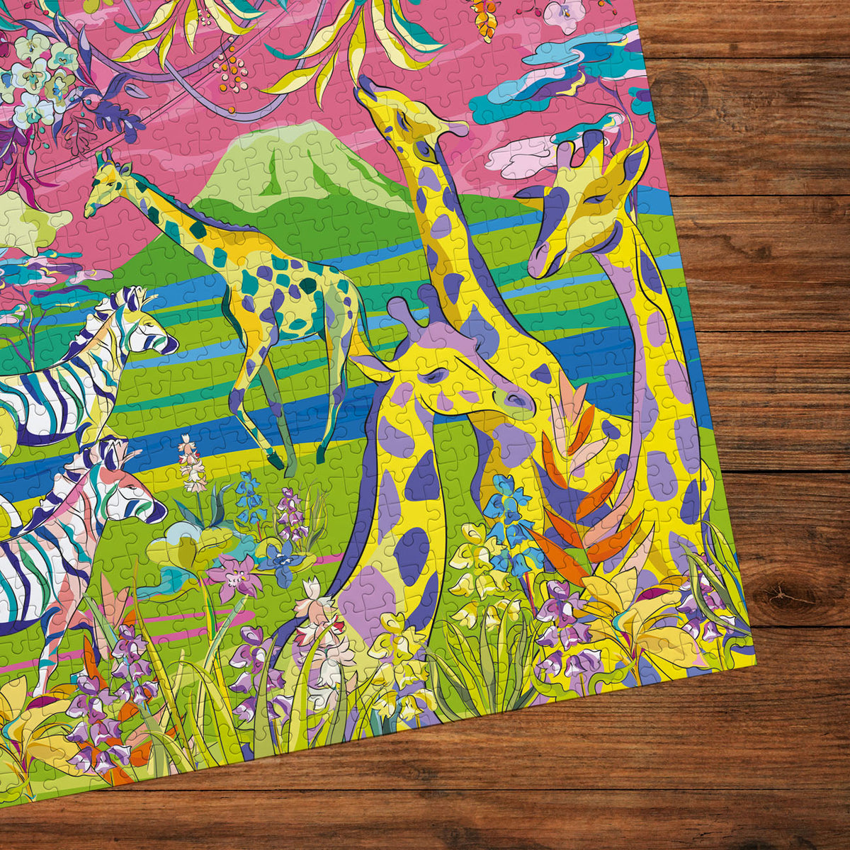 Gibsons Wild Savannah puzzle box with colourful animal design on a white background