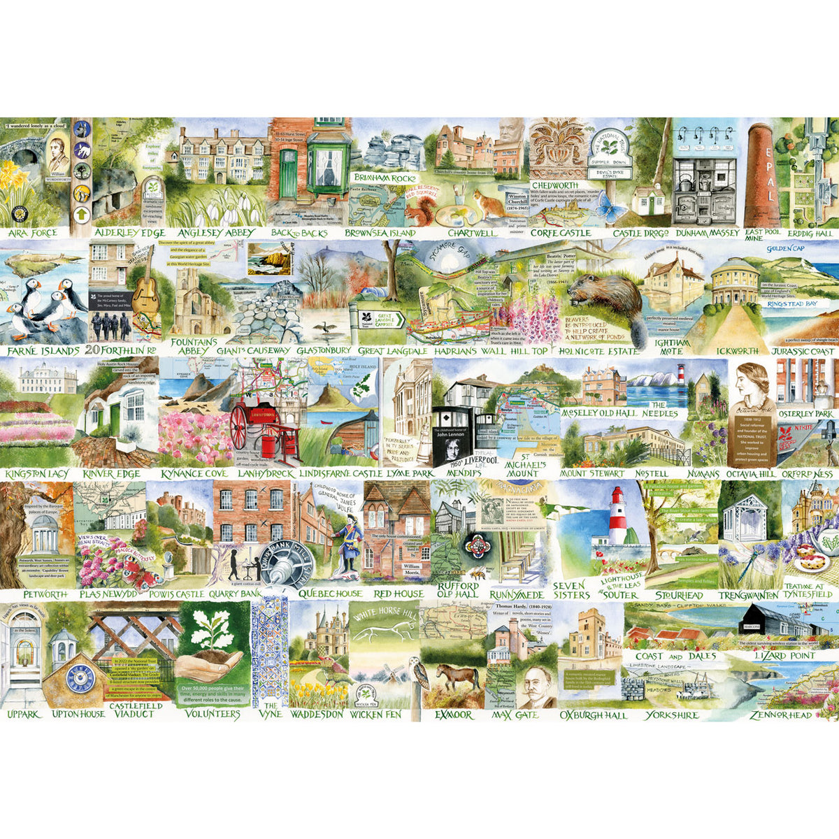 Collage of various scenic and architectural images on a white background