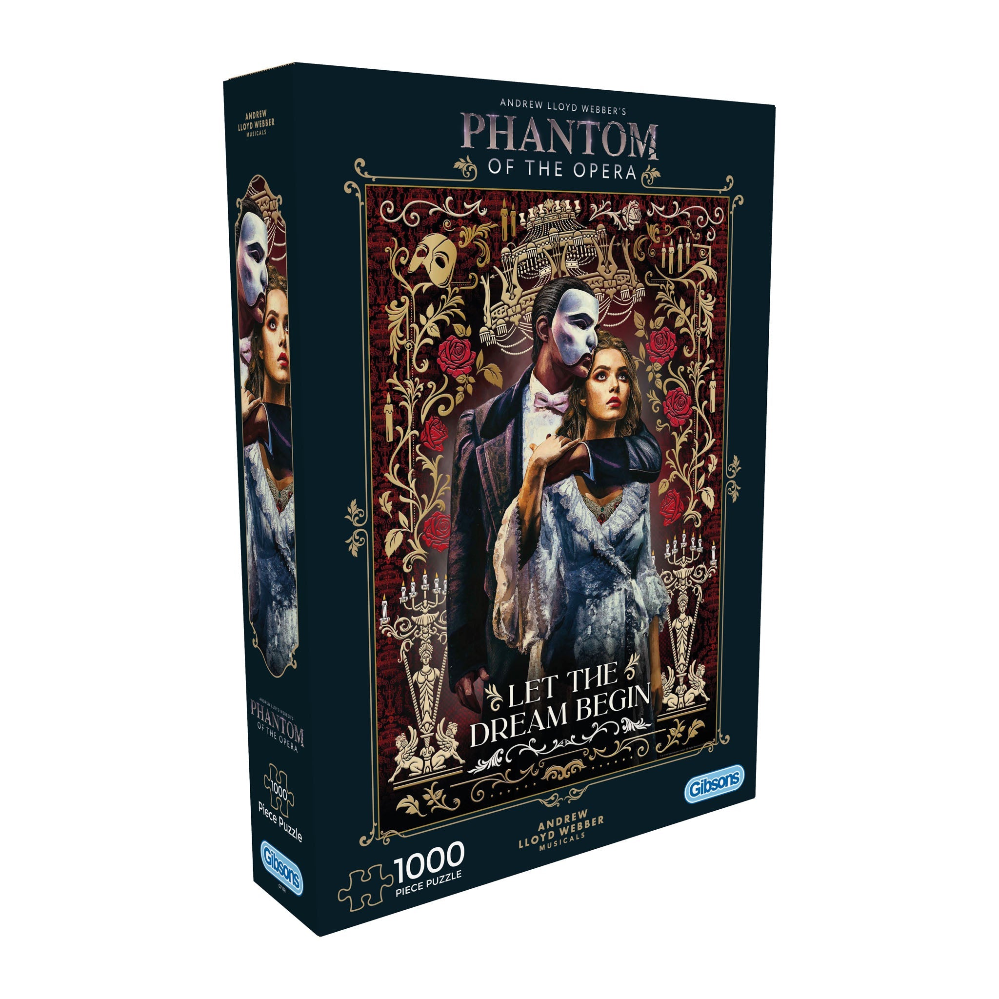 Jigsaw puzzle box for 'Phantom of the Opera' with artwork of a man and woman.