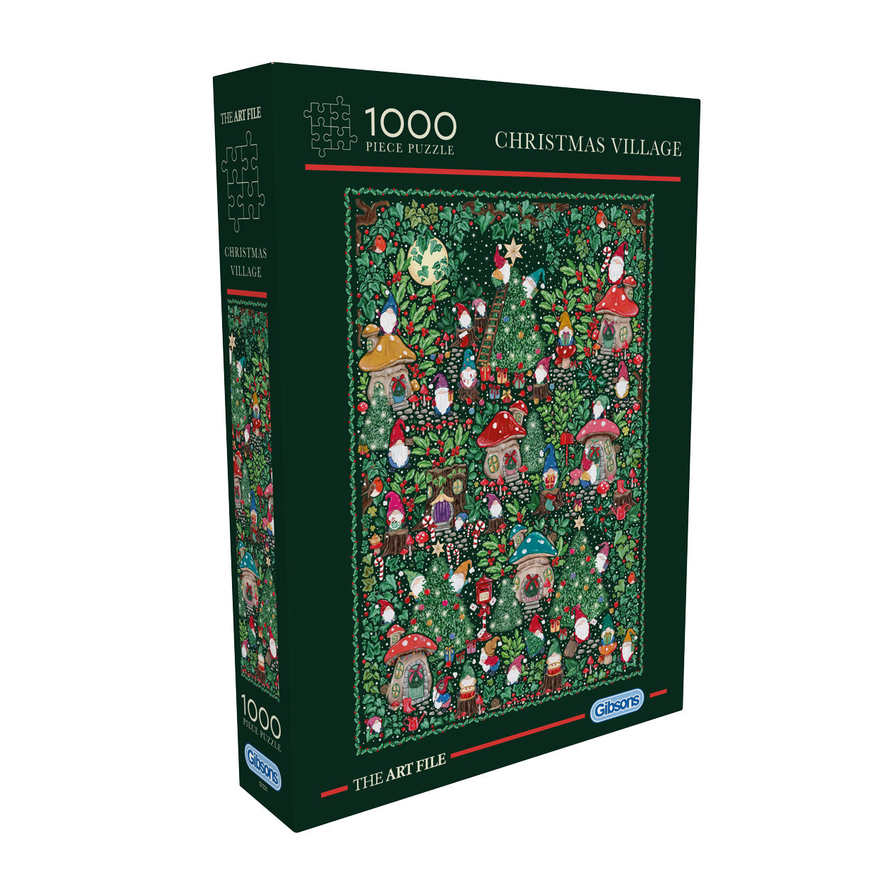 Gibsons The Art File: Christmas Village 1000 Piece Jigsaw Puzzle Green Retail Special Box