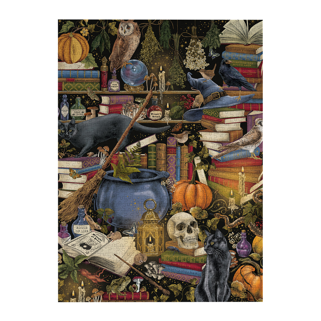 Gibsons The Art File Witchcraft 1000 Piece Halloween Spooky Jigsaw Puzzle for Adults made up on white background