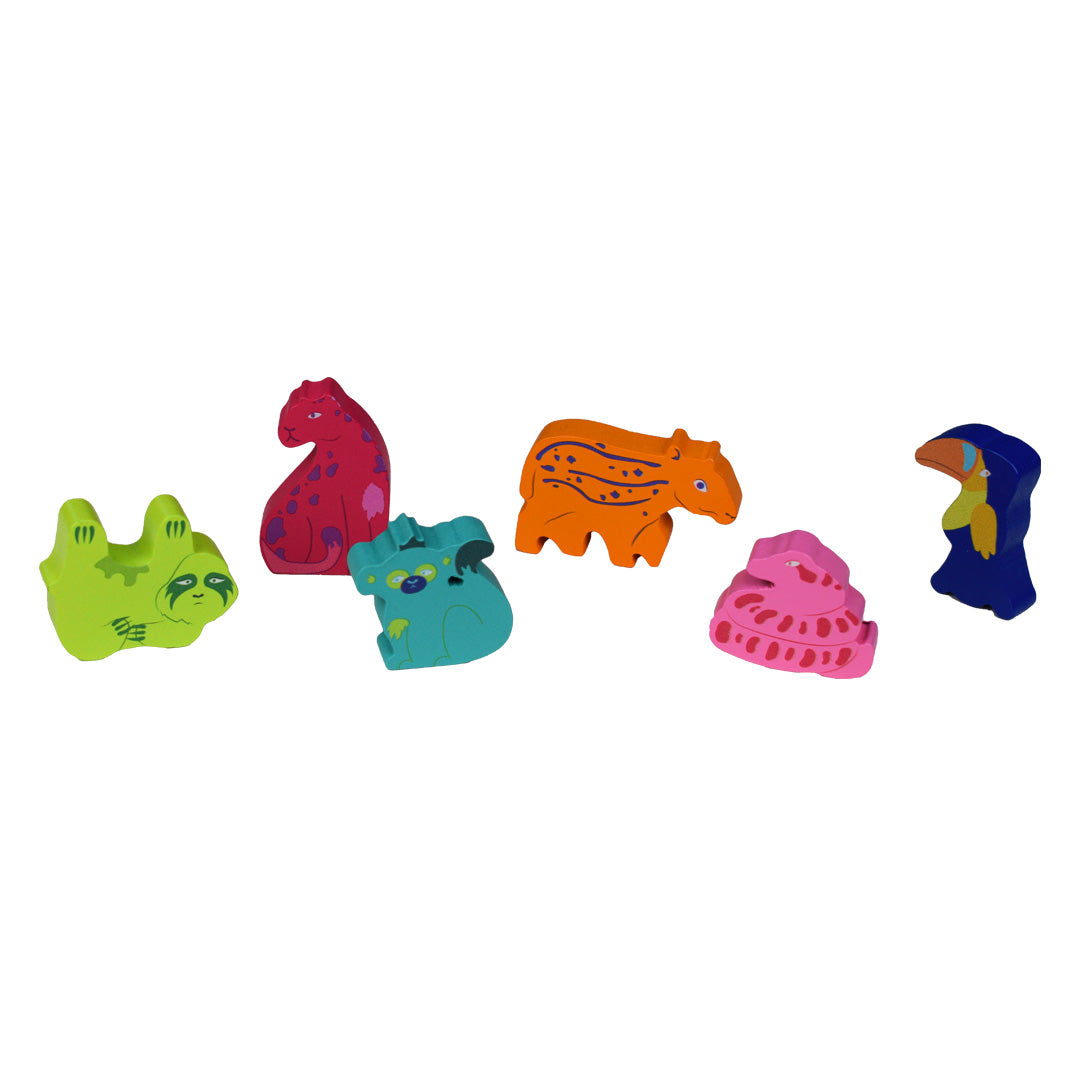 Grab Bag Jungle Game 6 wooden animals