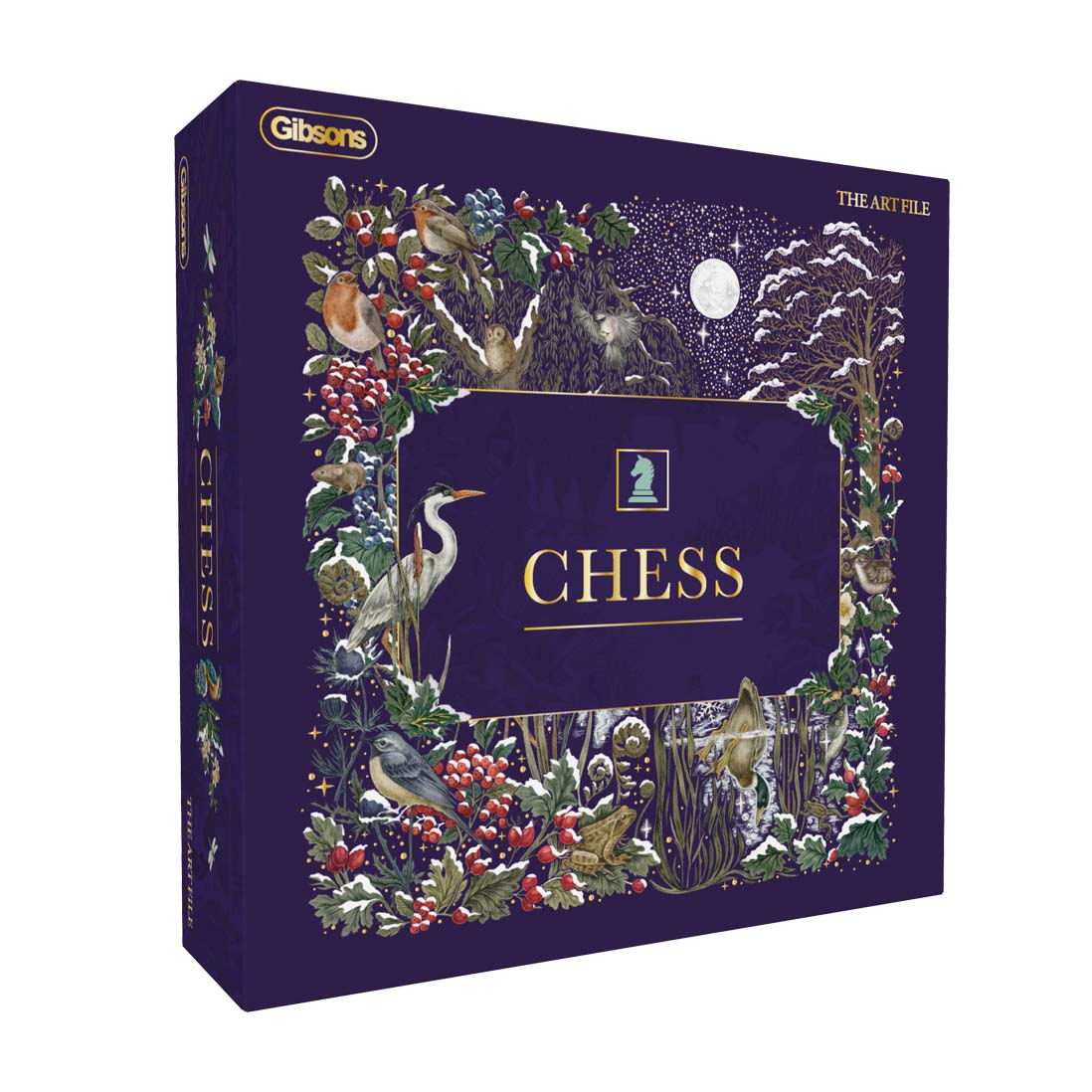 Gibsons The Art File Chess set packaging with nature-themed design