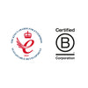 Two logos side by side: 'The King's Awards for Enterprise' and 'Certified B Corporation'.
