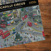 Gibsons Piccadilly Then and Now 1000 piece jigsaw puzzle made up detail on wooden table