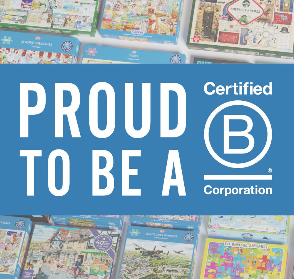 b corp certification for Gibsons games eco friendly jigsaw puzzles