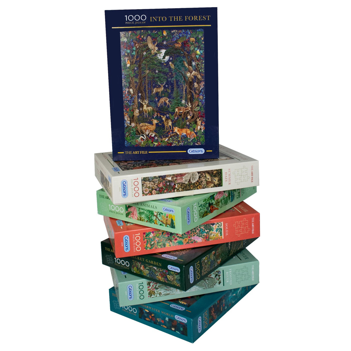 The Art File Collection jigsaw puzzle boxes on top of each other