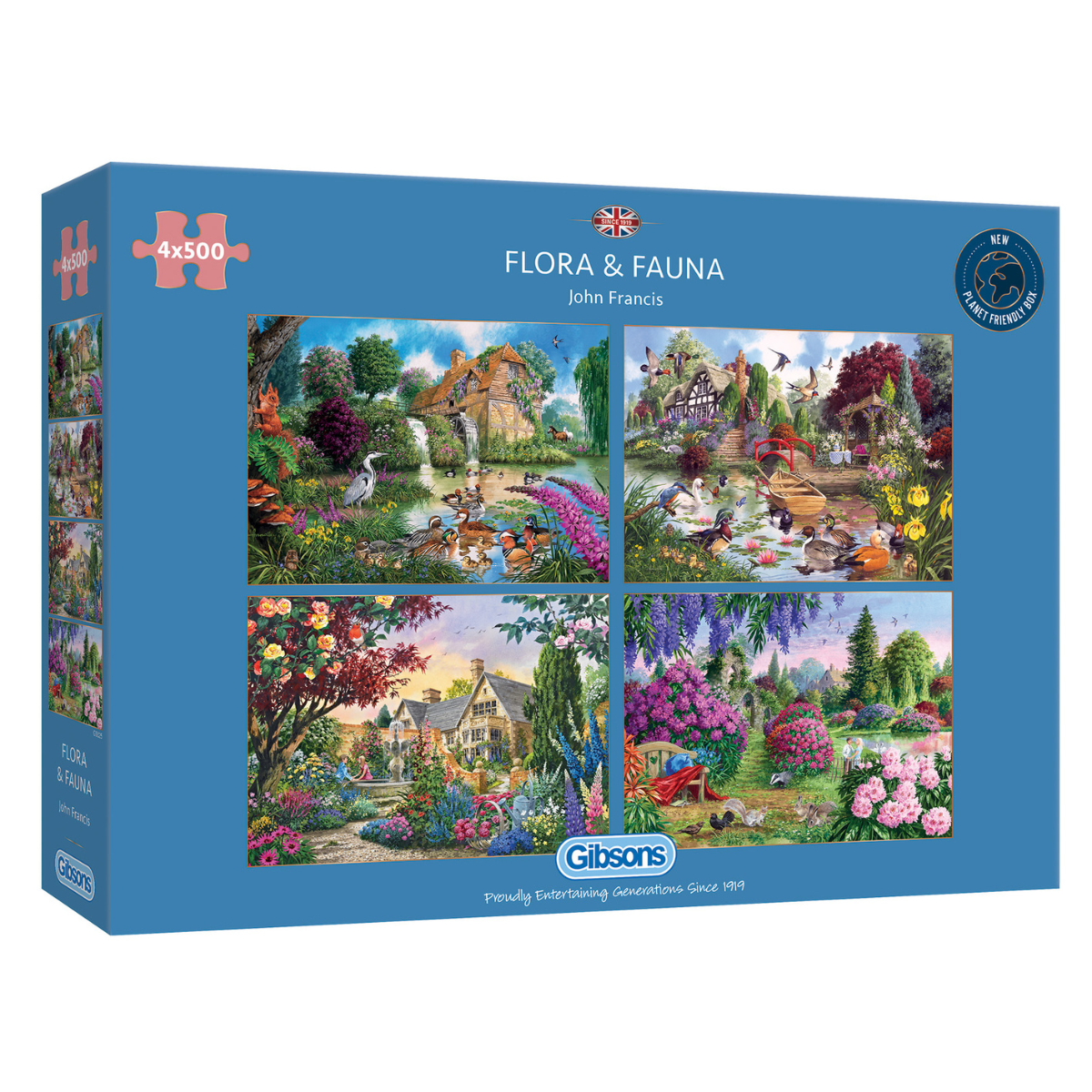 Flora & Fauna 4 x 500 Piece Jigsw Puzzle Gibsons