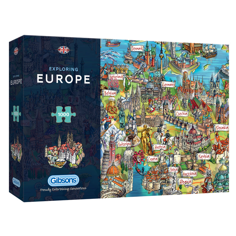 Exploring Europe Map 1000 Piece Jigsaw – Gibsons