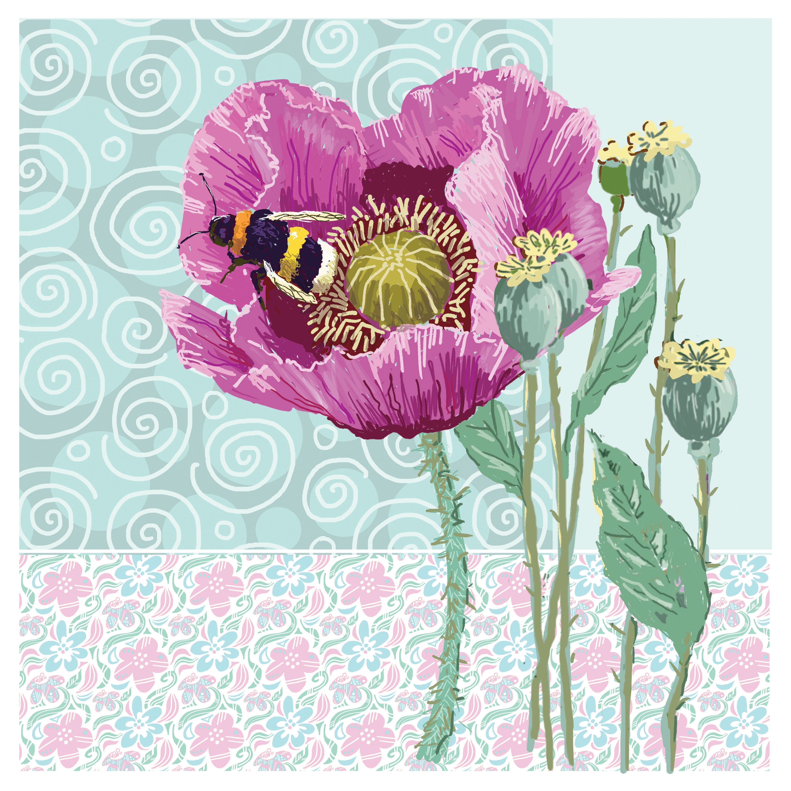 Poppy & Bee Greetings Card