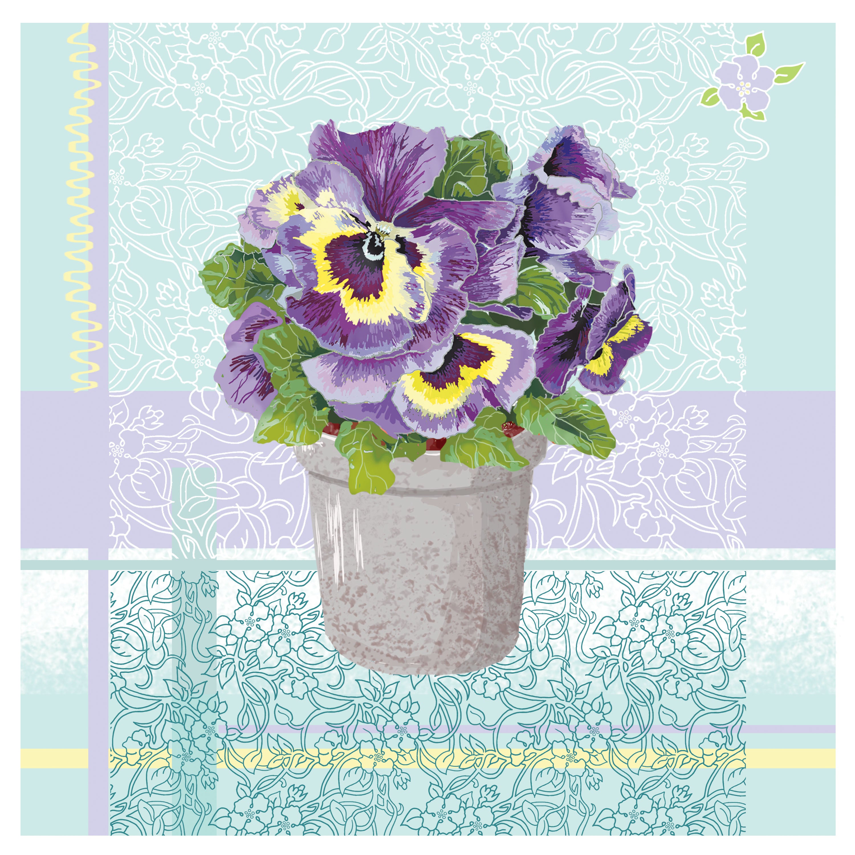 Pansy Pot Greetings Card