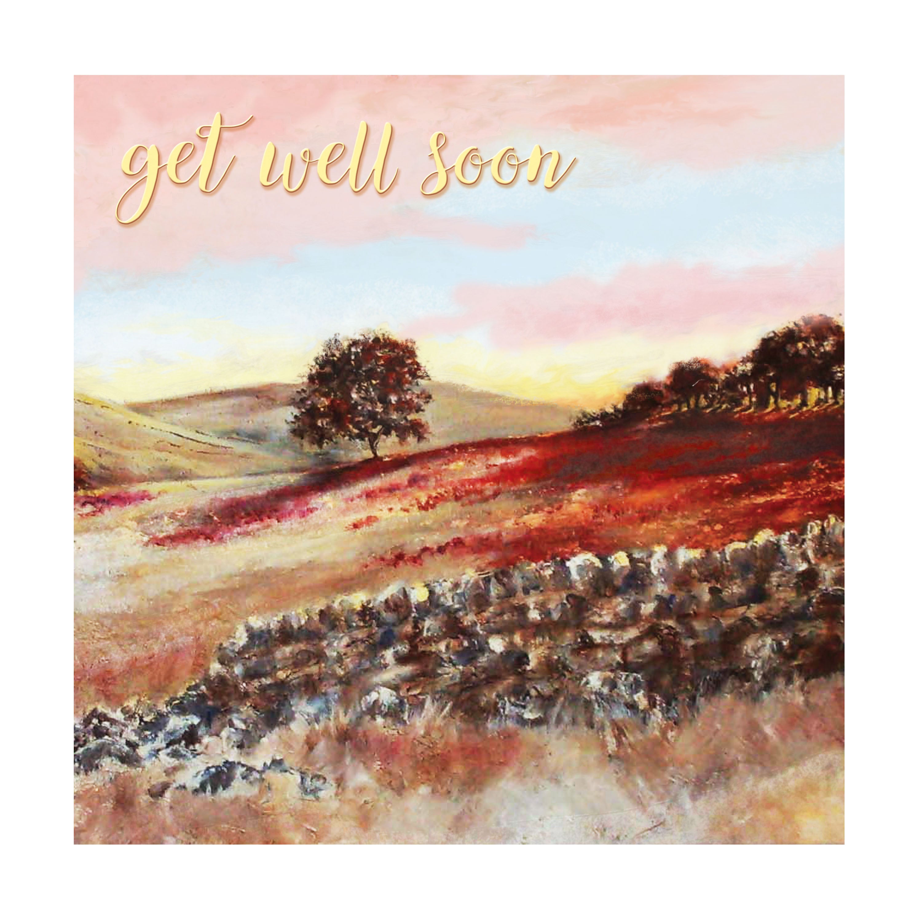 Evening Poppy Field Get Well Soon Greetings Card