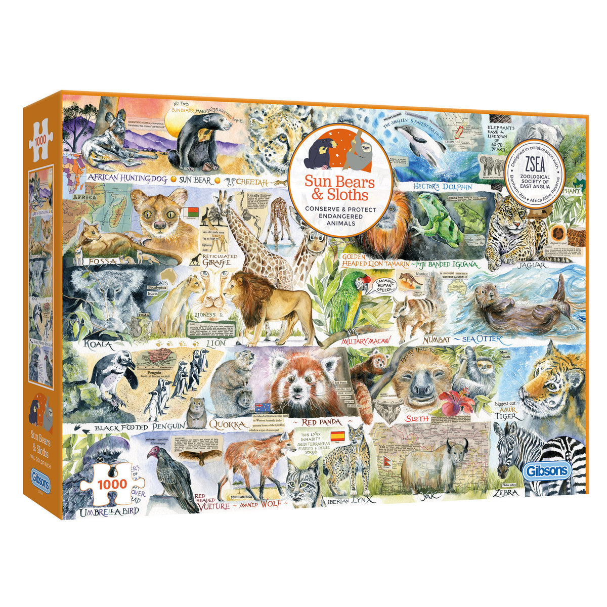 sun bears and sloths 1000 piece jigsaw puzzle by gibsons games