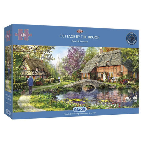 Gibsons Games 500 Piece Jigsaw Puzzle: 'Bowling By The Brook' - Village Scene, Eco-Friendly, Art By Steve Crisp - View #2