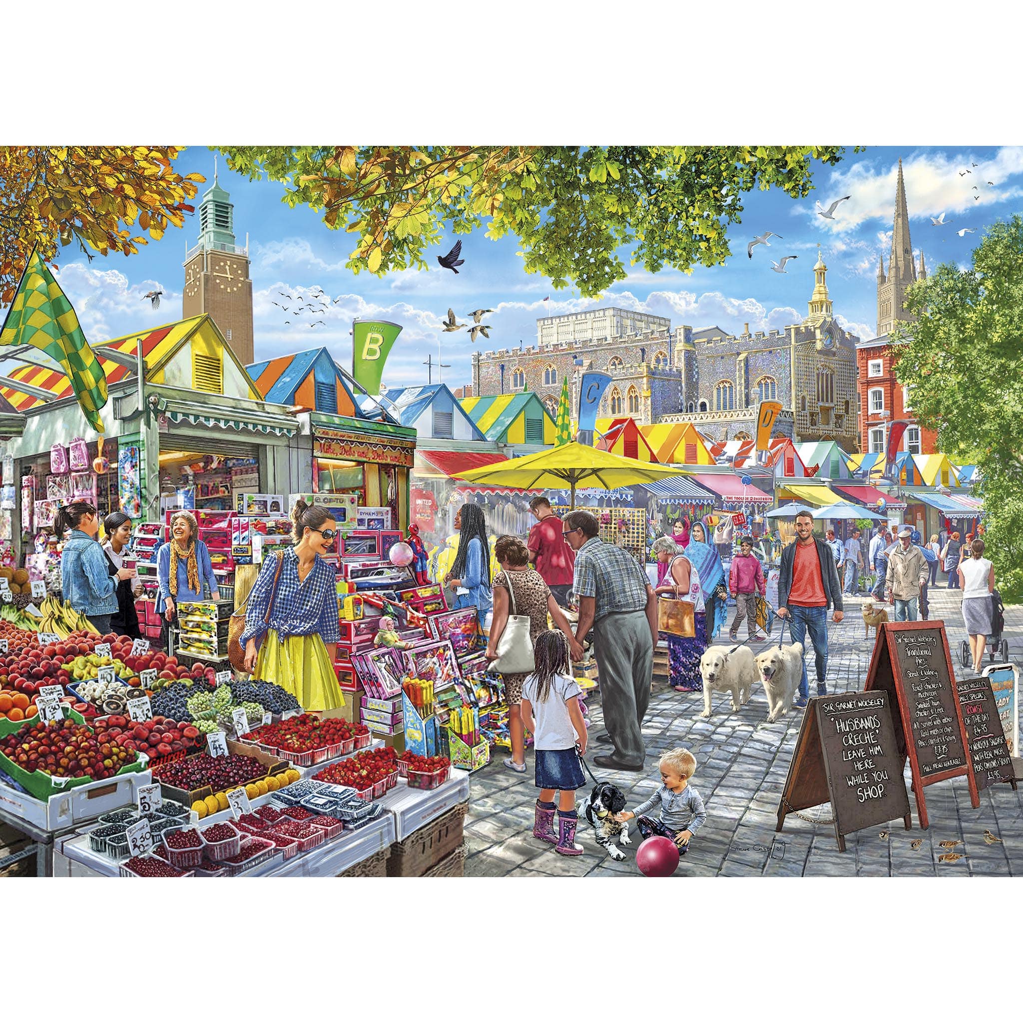 Gibsons Market Day, Norwich 1000 Piece Jigsaw Puzzle for adults