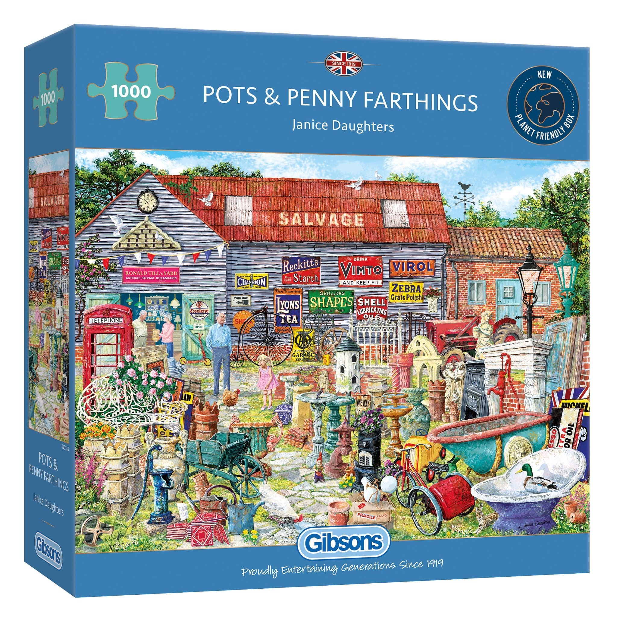 Gibsons Pots & Penny Farthings 1000 Piece Jigsaw Puzzle for adults