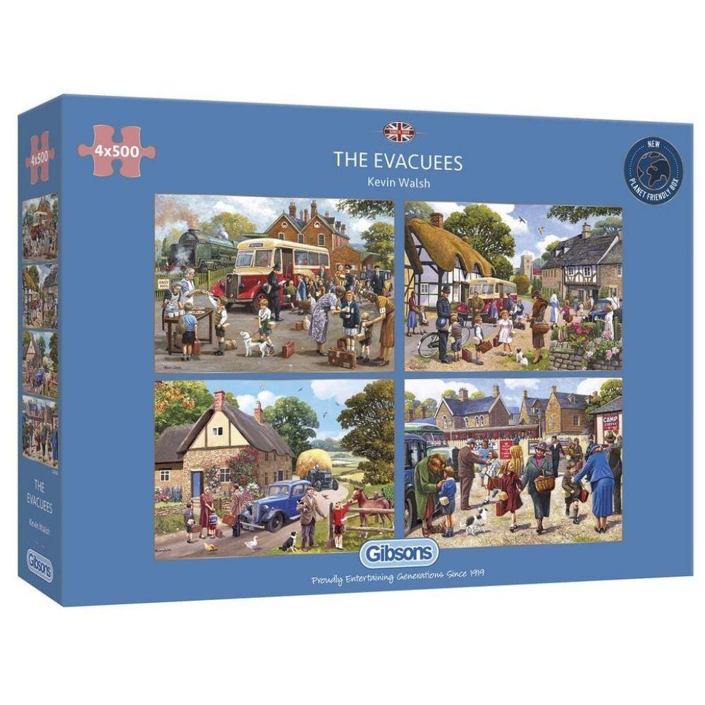 The Evacuees (4 in a box) 500 piece jigsaw puzzles for adults from Gibsons  | Sustainably made using 100% Recycled Board 