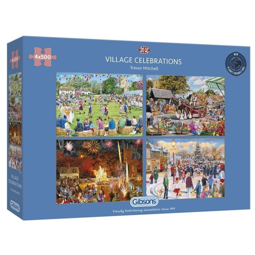 Village Celebrations (four in a box) 500 piece jigsaw puzzle from Gibsons